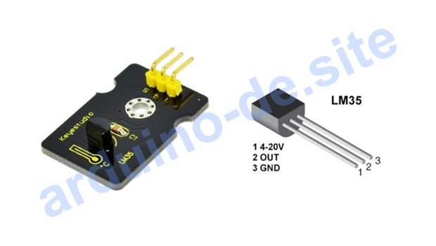 LM35 Temperatursensor Arduino pinout, datasheet