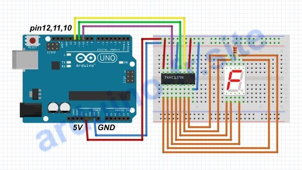 Wie man einen 74HC595 und 7 Segment Displays anschließt