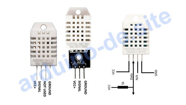 DHT22 Temperatur- und Feuchtigkeitssensor pinout, datasheet