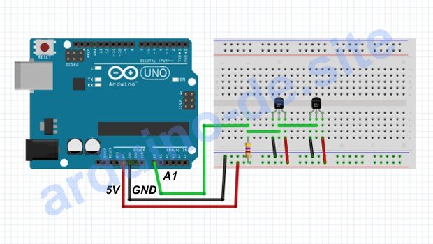 Anschließen Temperatursensor DS18B20 an den Arduino