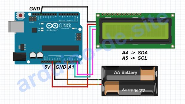 Voltmeter Arduino mit 1602 LCD-Display