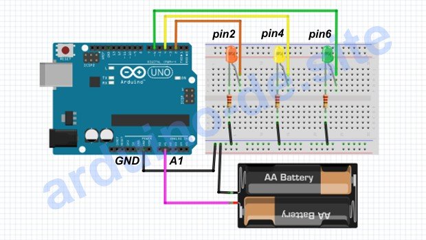 Batterietester Arduino mit LEDs