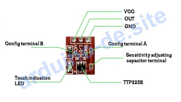 Arduino Kapazitiver Touch Sensor TTP223 pinout, datasheet