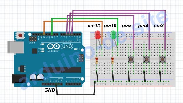 Spiel Arduino mit Tasten Errate den Code