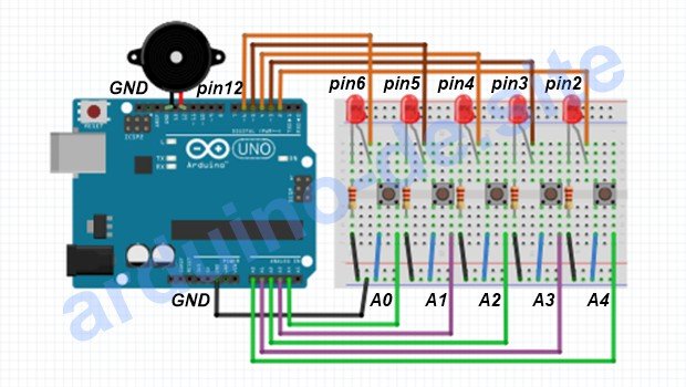 Arduino-Spiel mit LEDs Wiederhole die Sequenz