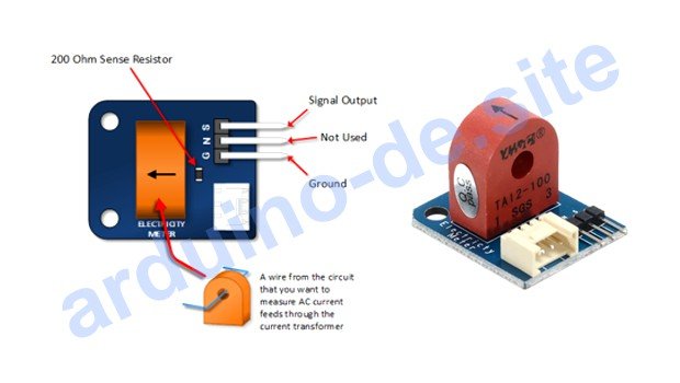 Stromstärkesensor TA12-100 Arduino pinout, datasheet