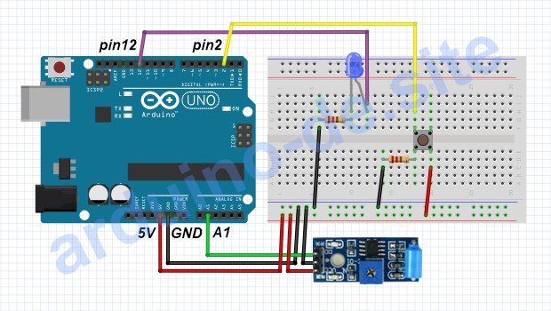 Anschließen eines SW-420 mit Taster an den Arduino